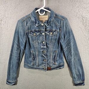Anthropologie Pilcro and the Letterpress Denim Jacket Blue XS Stretch Trucker